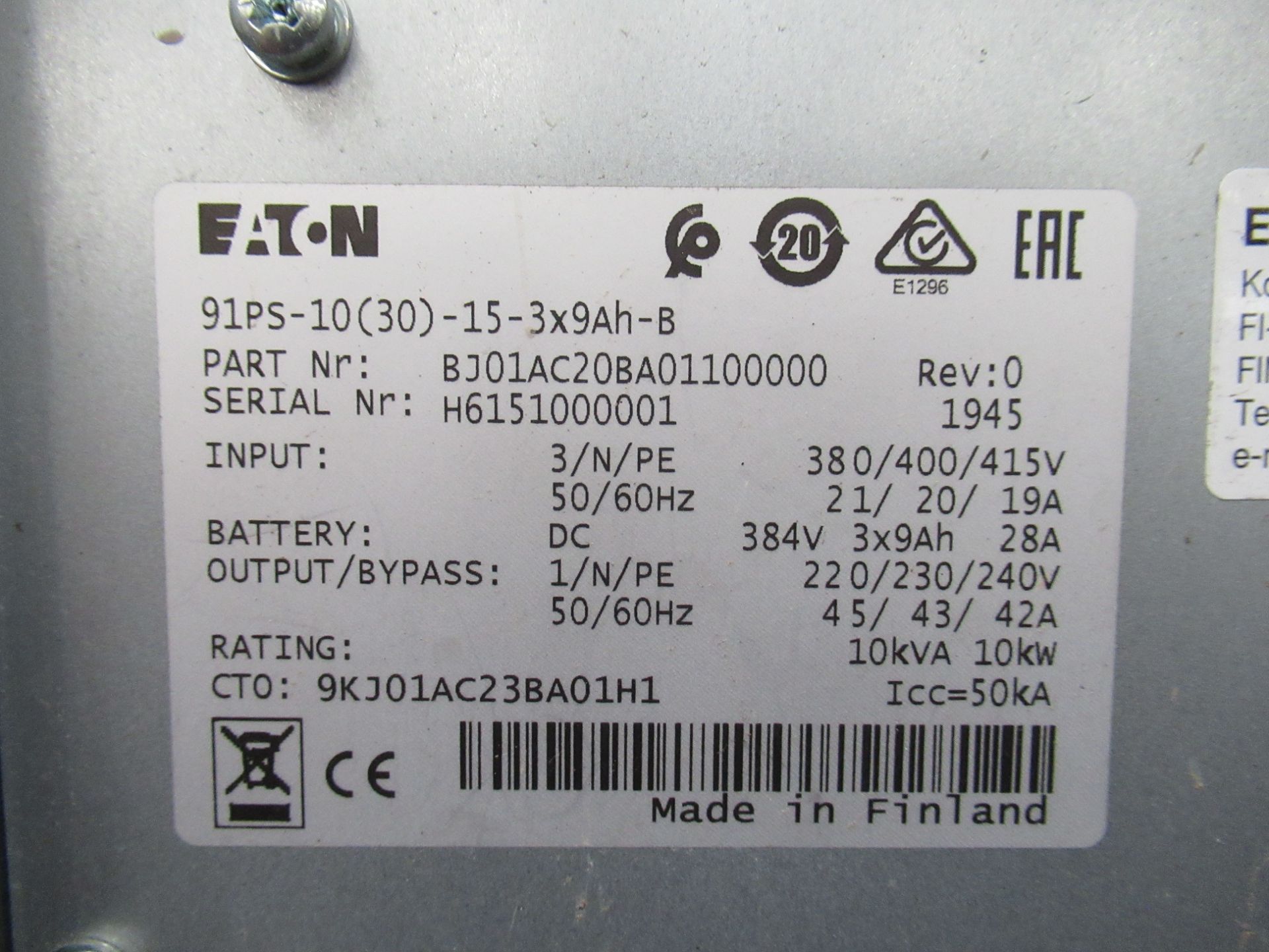 EATON 9IPS-10 (30)-15-3X9Ah-B UPS Unit - Image 5 of 13