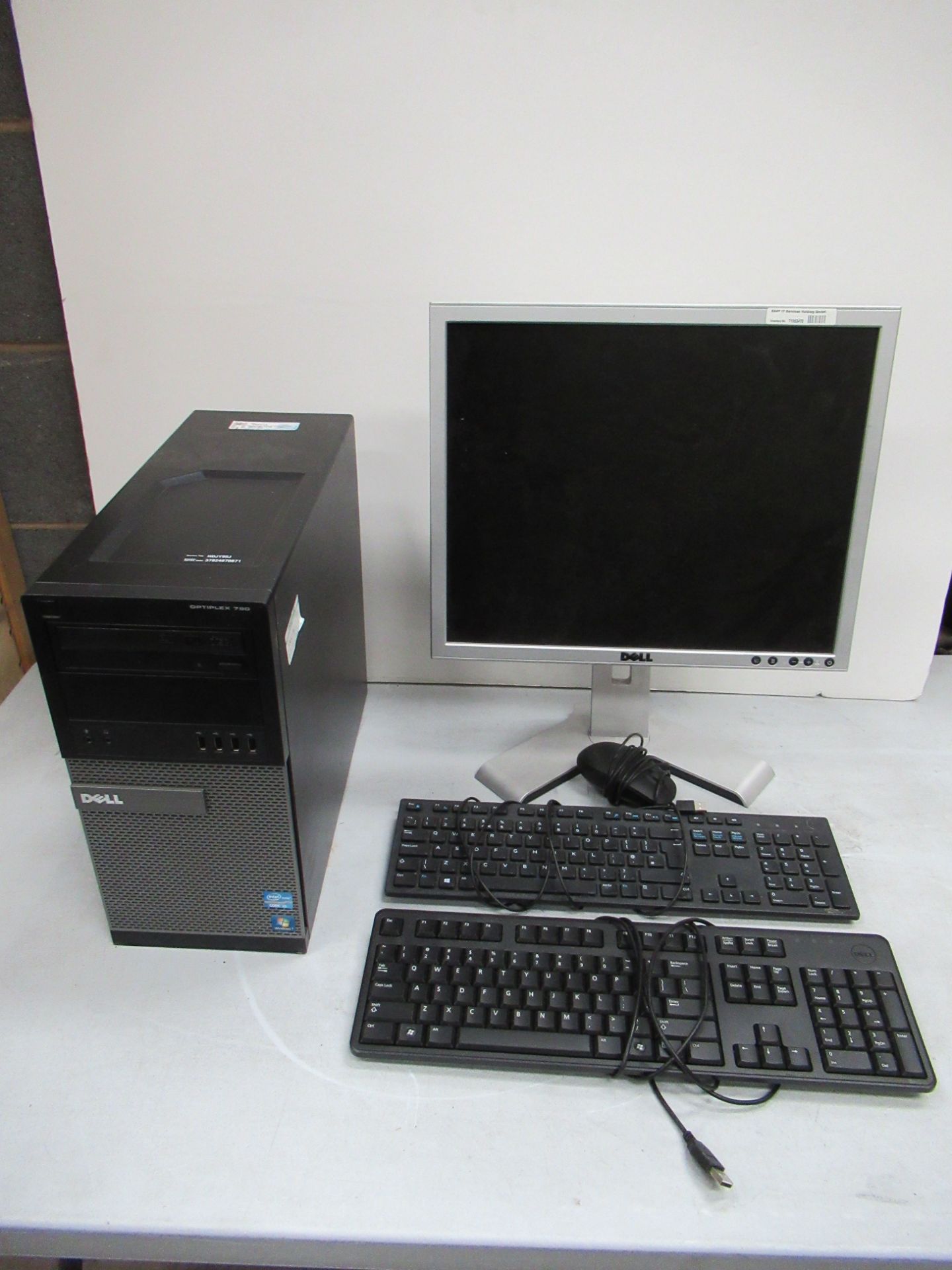Dell OptiPlex 790 PC with 2 Keyboards and Dell 19" Adjustable Monitor