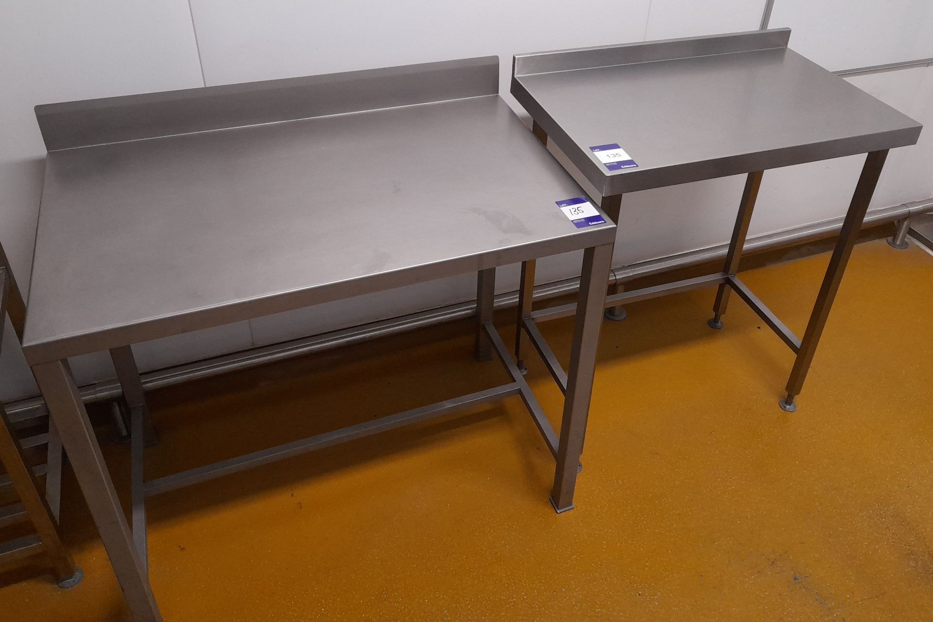 2 x Stainless Steel prep tables (800 x 500, 1000 x 620)