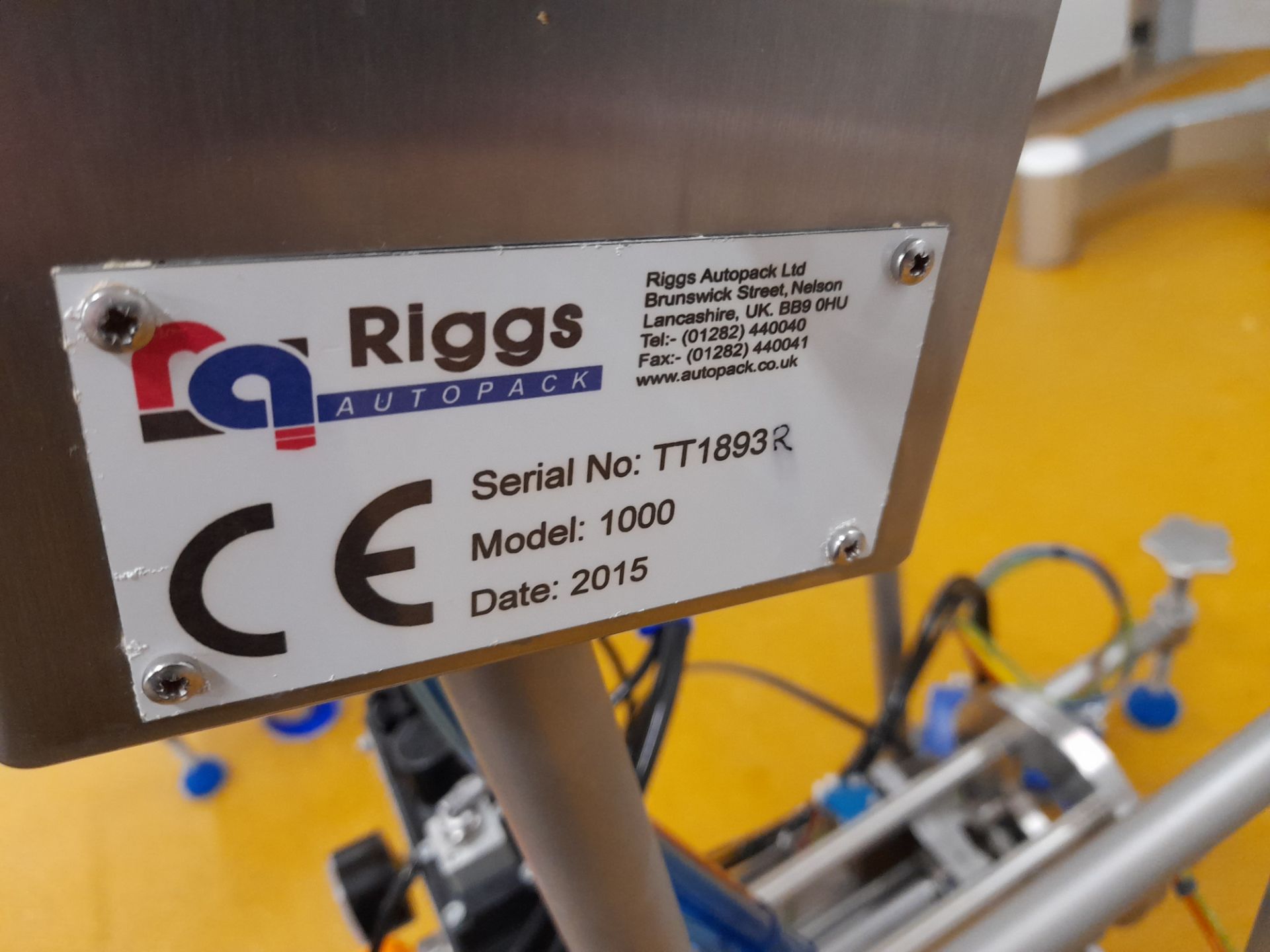 Riggs Autopack 1000 Stainless Steel Foot Operated Horizontal Pneumatic Depositor, Serial number - Image 3 of 4