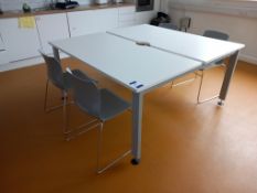 3 x various canteen tables (2000x800) (1400x800) (1600x1600) with 10 x chairs