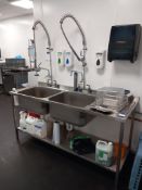 Stainless Steel Twin Deepwell Sink with pre rinse flexi taps (1800x650)