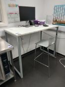 2 x high rise work table (1500x700x1100) with 2 x high chairs & 2 Dell monitors