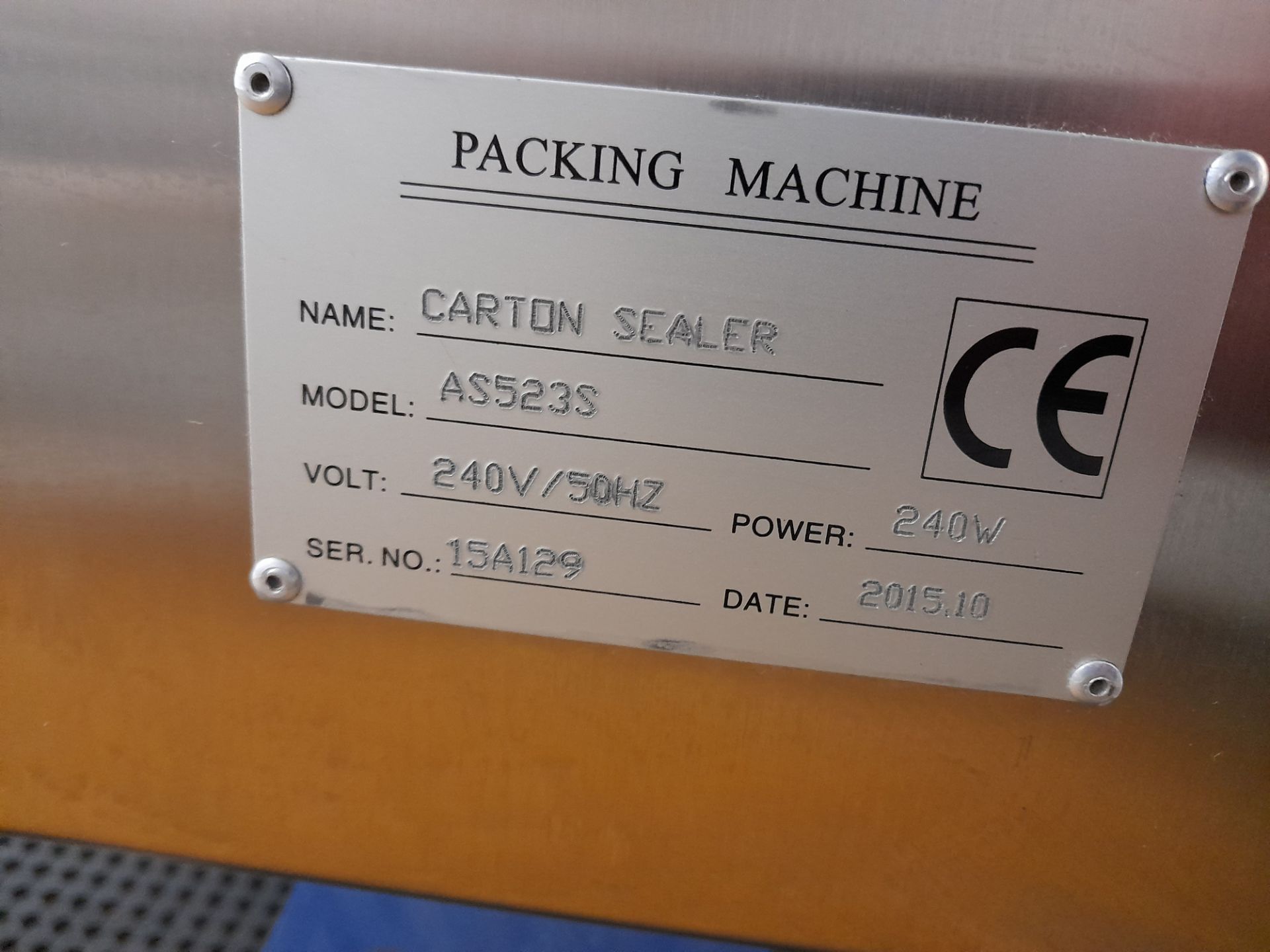 Mobile Packaging Machine Carton Sealer, Model AS5235, Serial Number 15A129, Year 10/2015 - Image 6 of 6