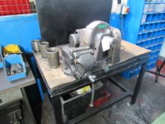 H & H re-threading machine with work bench and vic