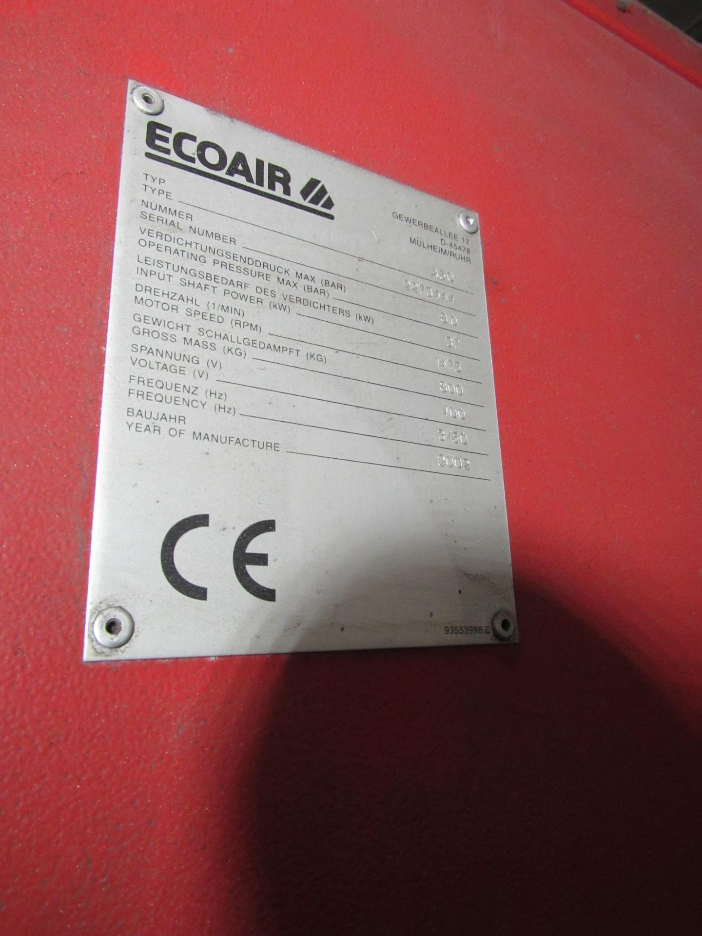 Ecoair Compressor A50 DL18 - Image 4 of 4