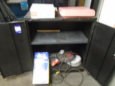 Contents to 2 Door Cabinet to include Mig Wire, Kennedy MTE254 Mig Torch, 3 Ton Axle Stand etc.