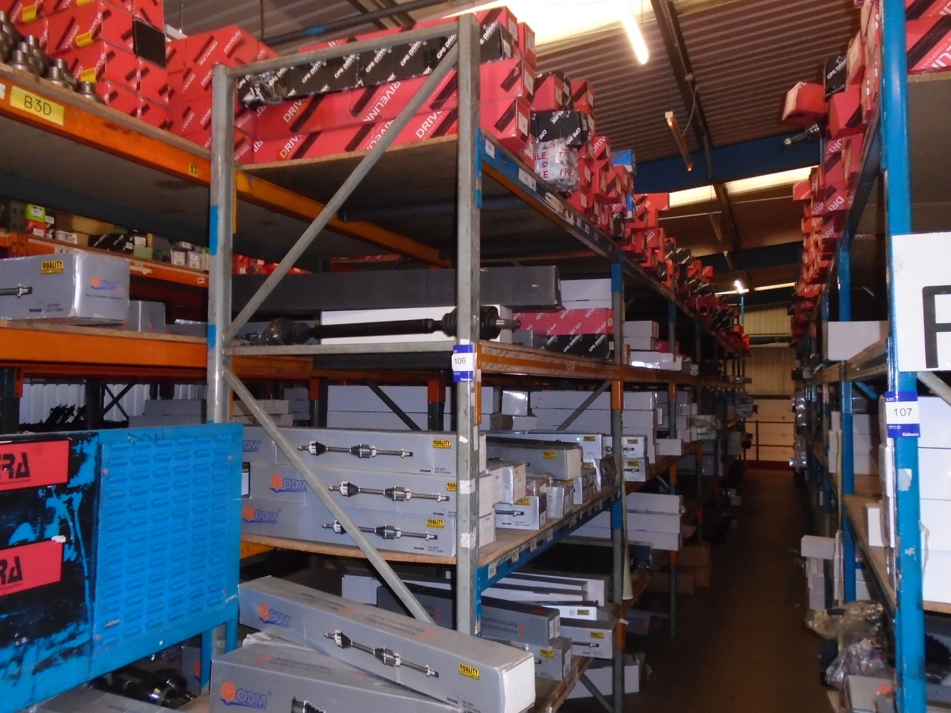 6 x Bays Assorted Boxed New Drive Shafts – Located Mezzanine Floor, Racking not included