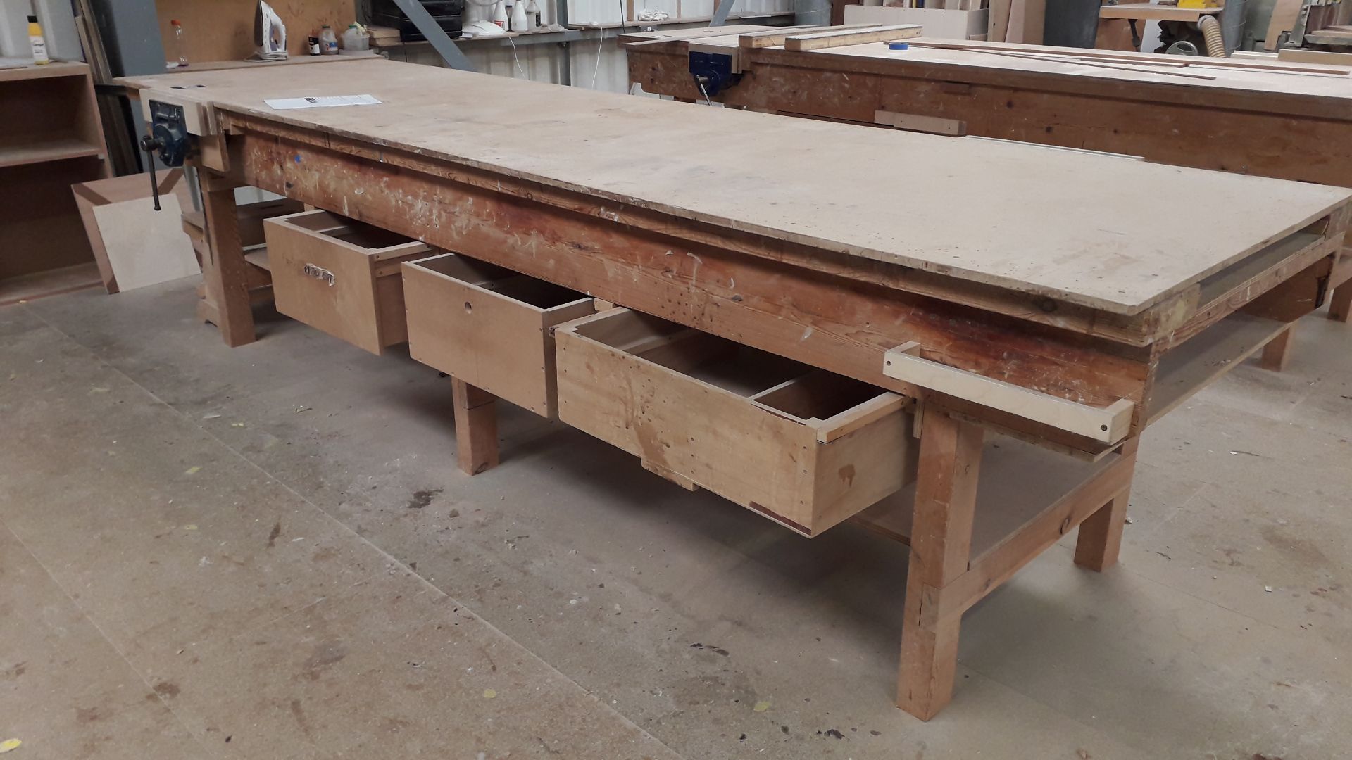 3x Timber Workbenches with Vice and Storage Under, Approx 4m x 1m - Located on 1st Floor. Contents - Image 5 of 7