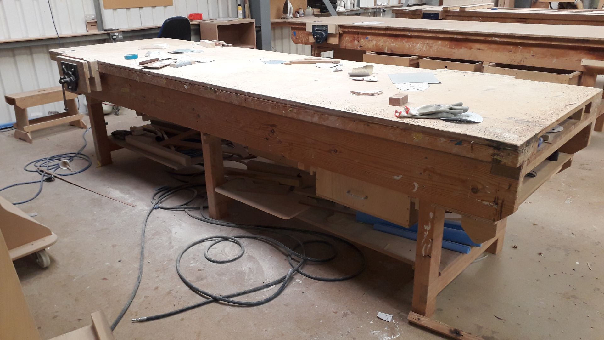 3x Timber Workbenches with Vice and Storage Under, Approx 4m x 1m - Located on 1st Floor. Contents - Image 7 of 7