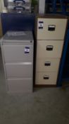 Bisley Steel upright 3 drawer filing cabinet plus upright steel 4 drawer fling cabinet