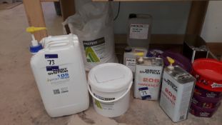 Small quantity of new and part used glues and hard