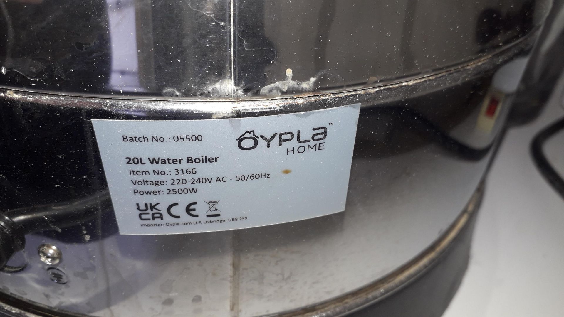 Oypla 20 Litre Counter Top Hot Water Boiler, S/N 3166 - Located on 1st Floor - Image 2 of 2