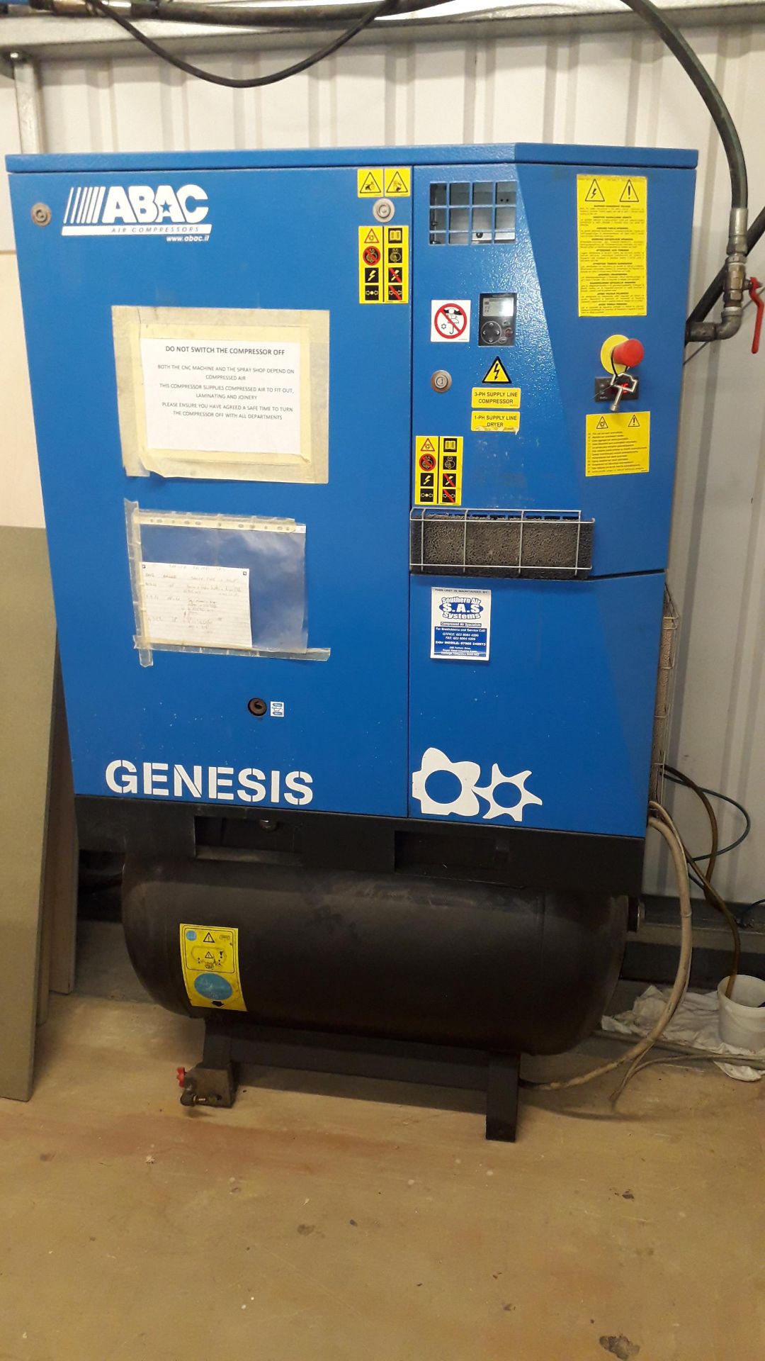 ABAC Genesis 11-270 270 Litre Screw Air Compressor, (2011) S/N CAI490832 – To Be Disconnected by a - Image 2 of 3