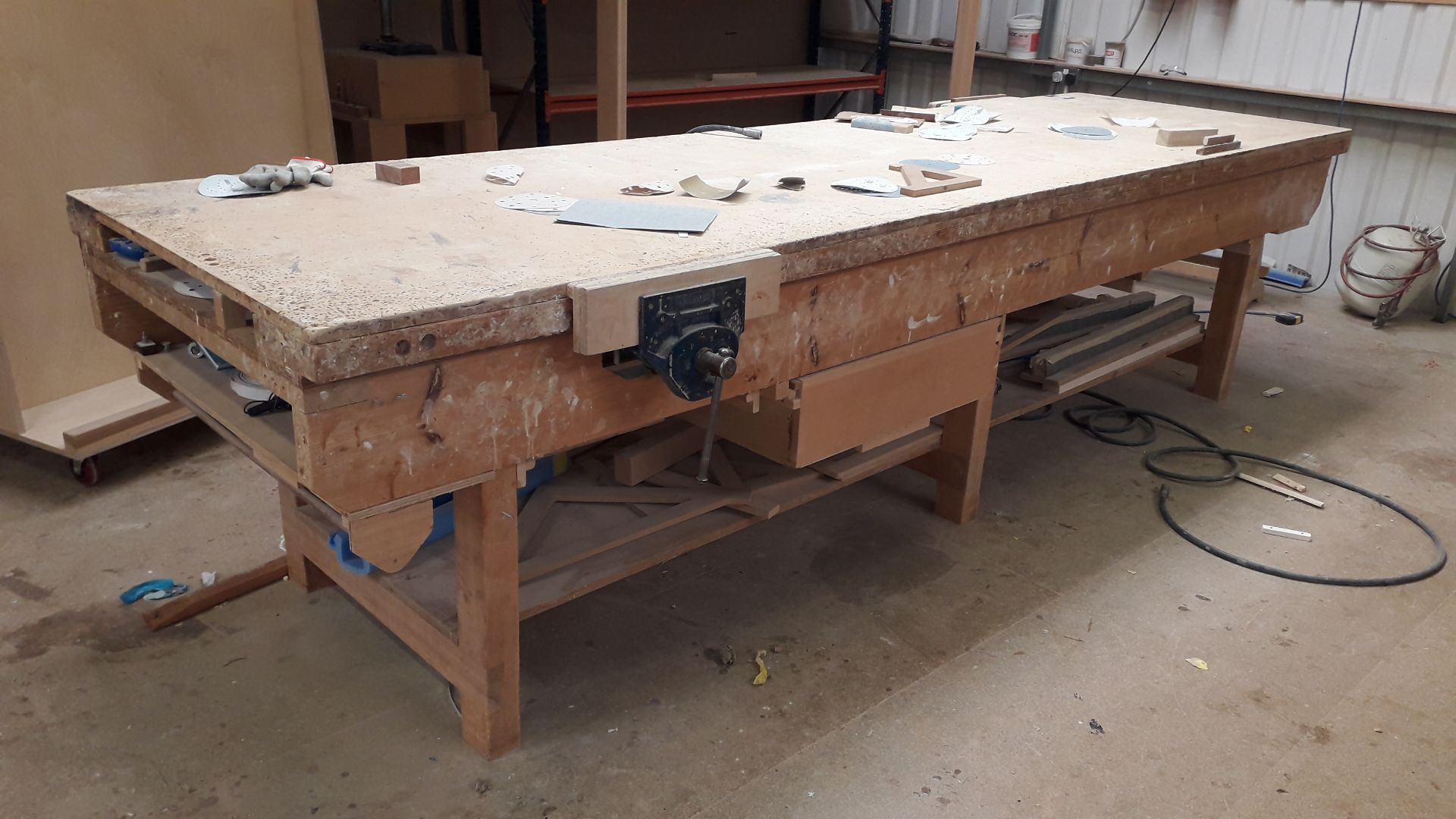 3x Timber Workbenches with Vice and Storage Under, Approx 4m x 1m - Located on 1st Floor. Contents - Image 6 of 7
