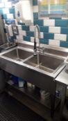 Stainless Steel Commercial Double Bowl Sink with Pot Wash 1200x600 and Stainless Steel Food Prep