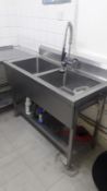 Stainless Steel Commercial Double Bowl Sink with Pot Wash 1200x600 (Purchaser to arrange