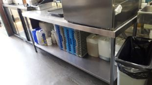 Stainless Steel Food Prep Table with Shelf Under 1800x650 (Contents excluded)