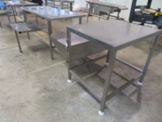 4x Stainless Steel Racking Tables & 2x Stainless Steel Prep Tables