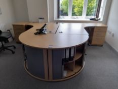 2 x corner desks, with 2 x pedestal drawer units,