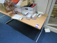 Rectangular desk and sliding door cupboard