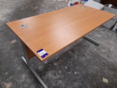 2 x tables and 2 x four drawer metal filing cabine