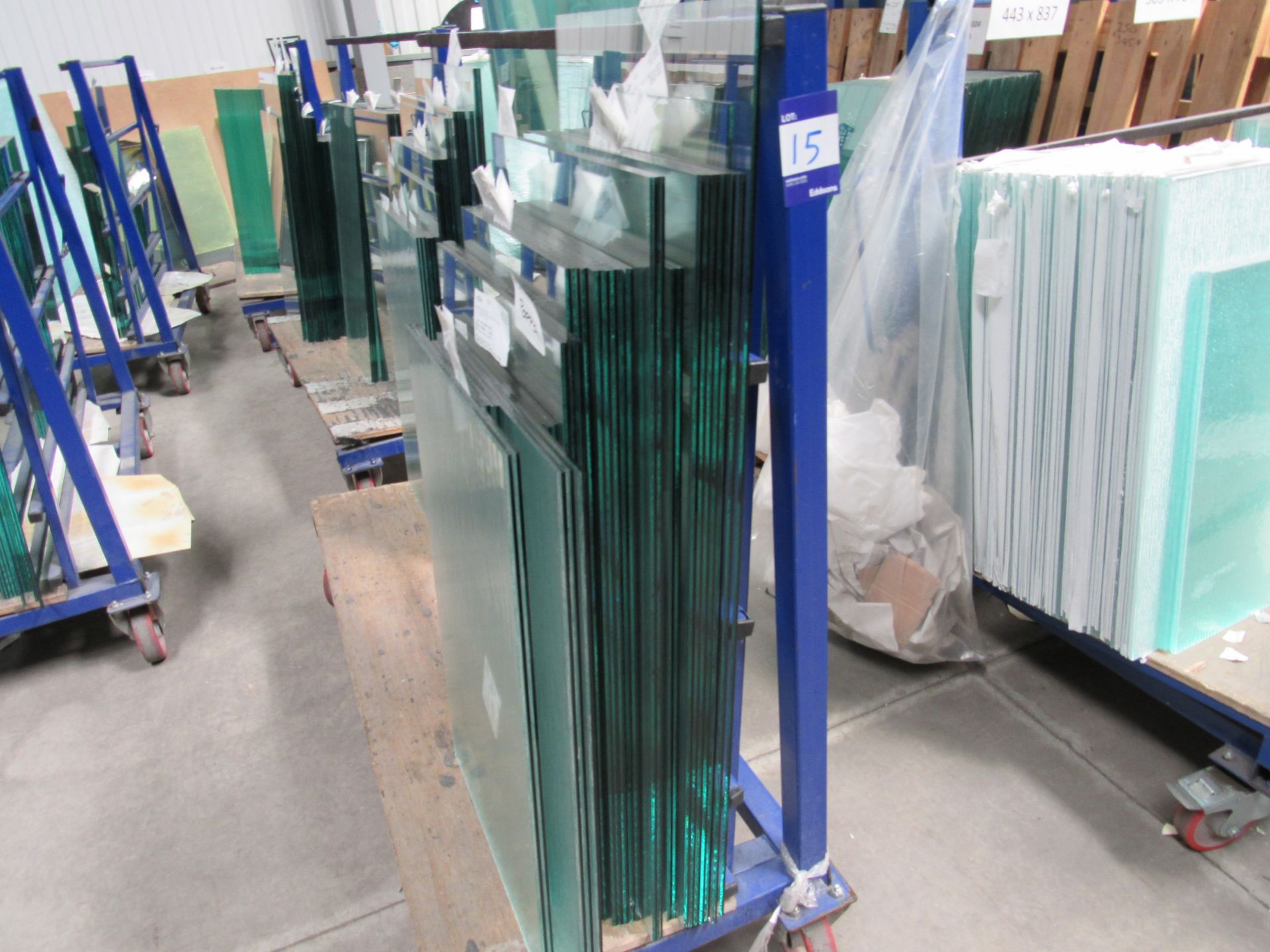 5 mobile glass trollies with quantity of various g - Image 2 of 3