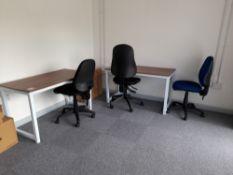2 x Tables and 3 x Swivel chairs (Located in unit