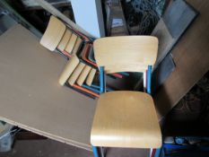 7 Plywood and Steel tubular steel café chairs