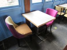 Square table with 2 upholstered seats