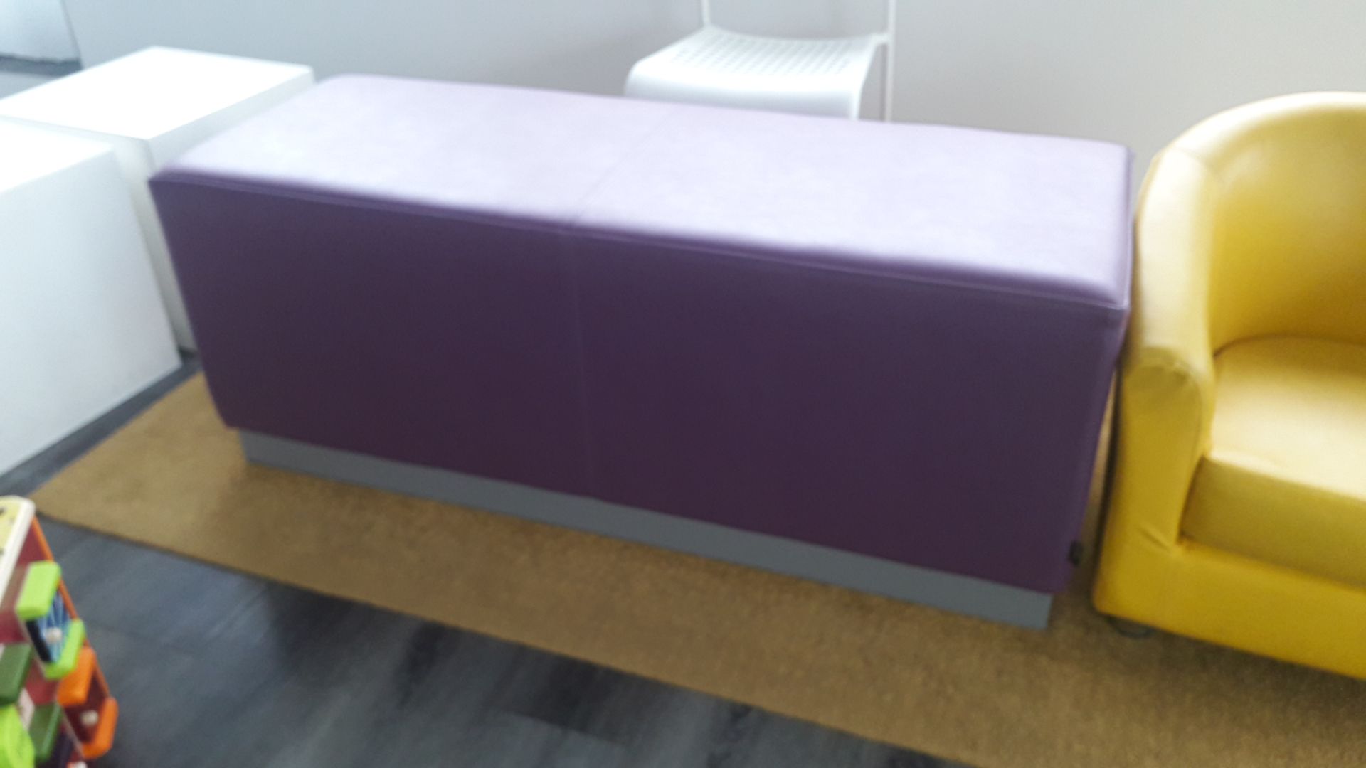 2 x Cube Company faux leather padded benches, approx. 900mm and a child’s faux leather padded tub - Image 2 of 4