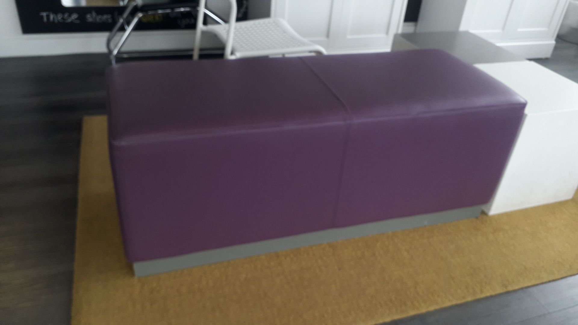 2 x Cube Company faux leather padded benches, approx. 900mm and a child’s faux leather padded tub