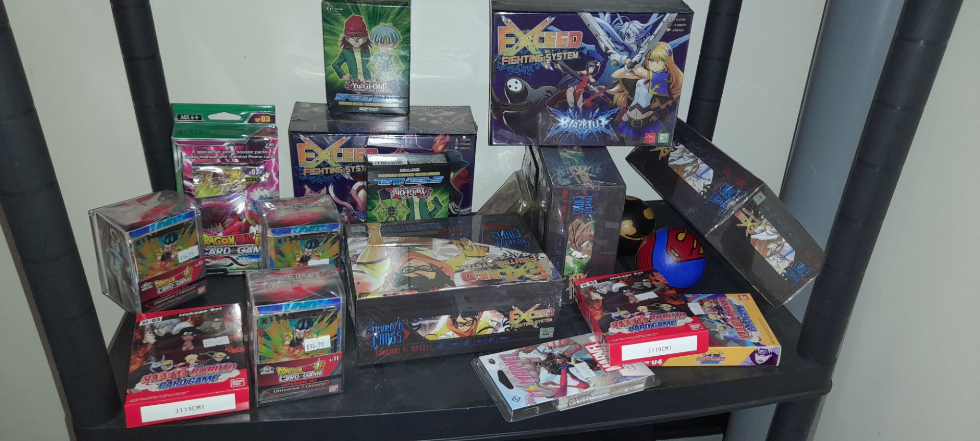 Contents of Five tier plastic shelving unit and metal display stand to include Vanguard CardFight, - Image 5 of 6
