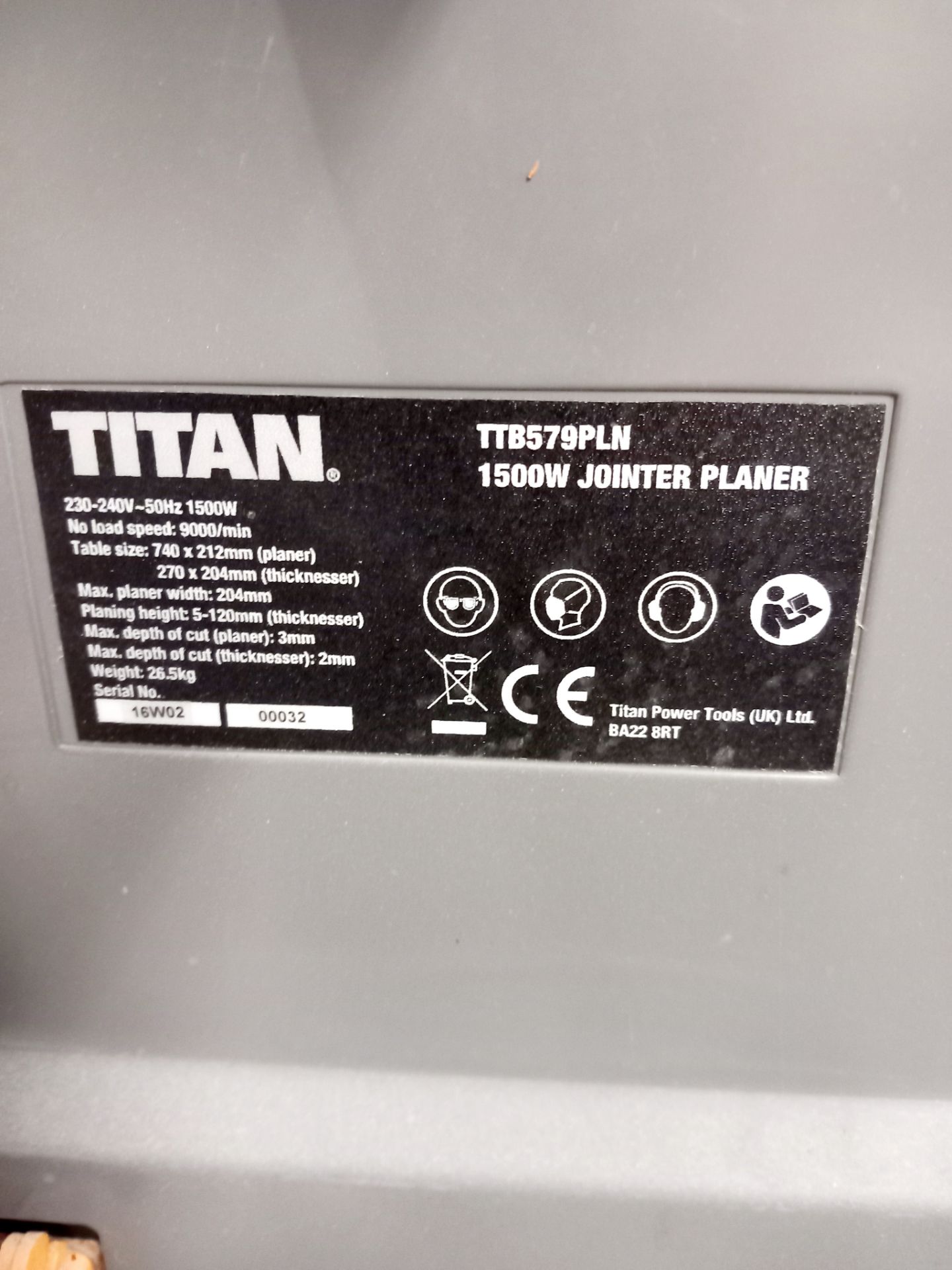 Titan TTB579PLN Jointer Planer 1500W 240v - Image 3 of 3