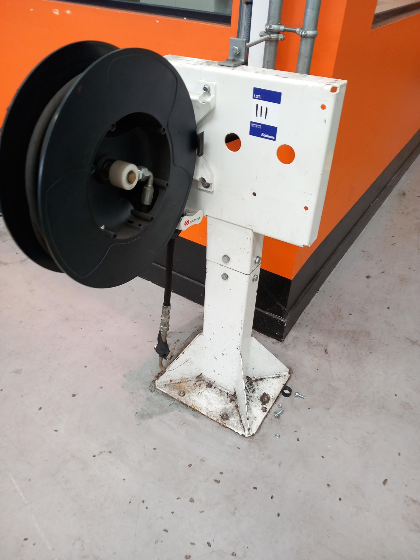 Samoa water hose reel with pedestal stand (disconnection required by a qualified tradesperson. All