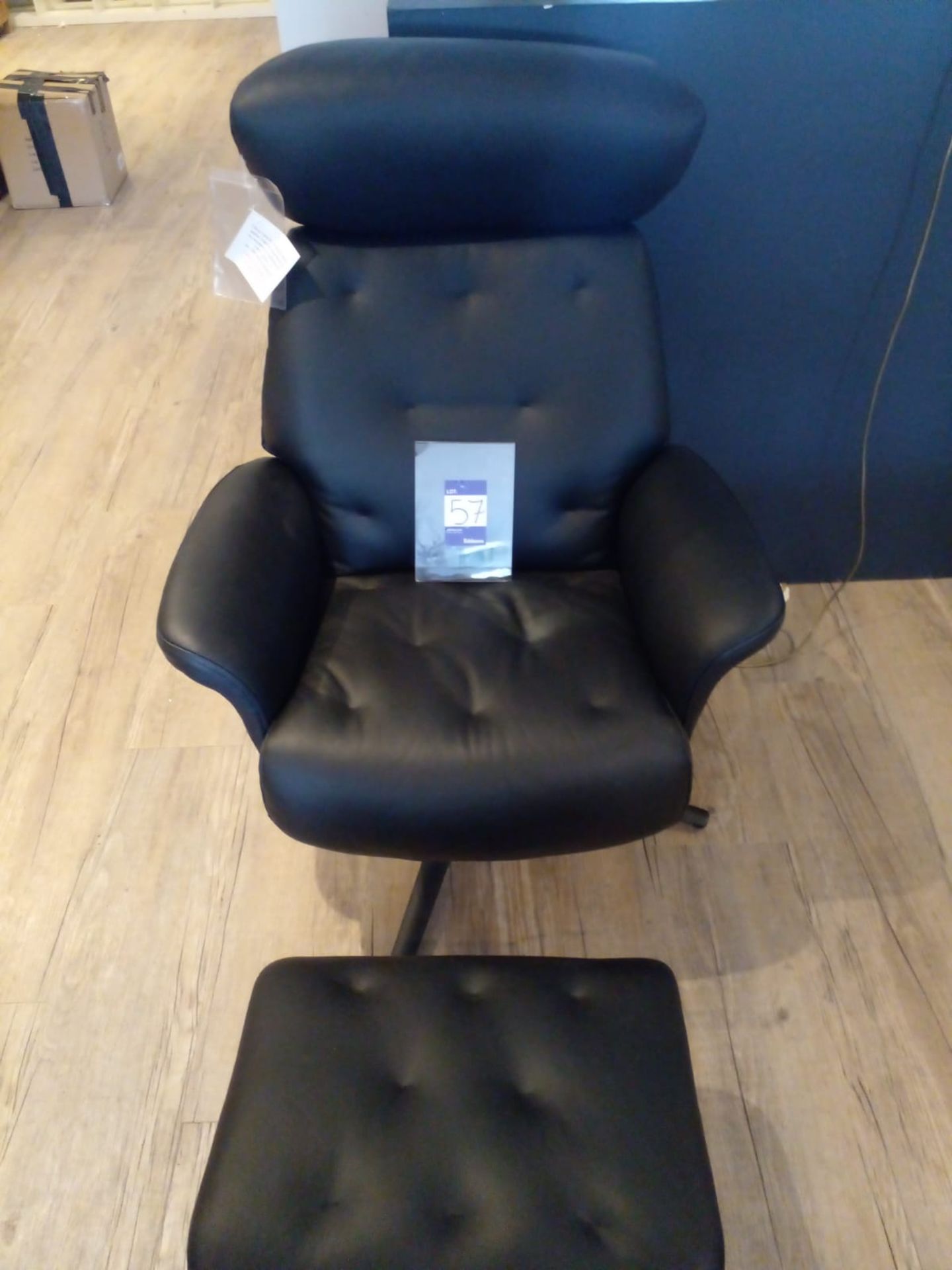 Normandy swivel reclining leather chair & stool (RP £1,133)