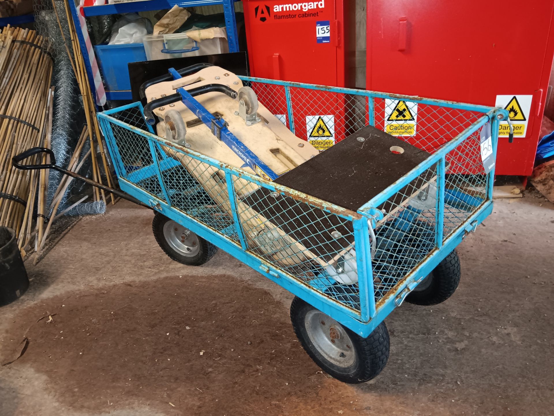 4X various trolleys to include garden trailer, 2x utility carts and an dolly