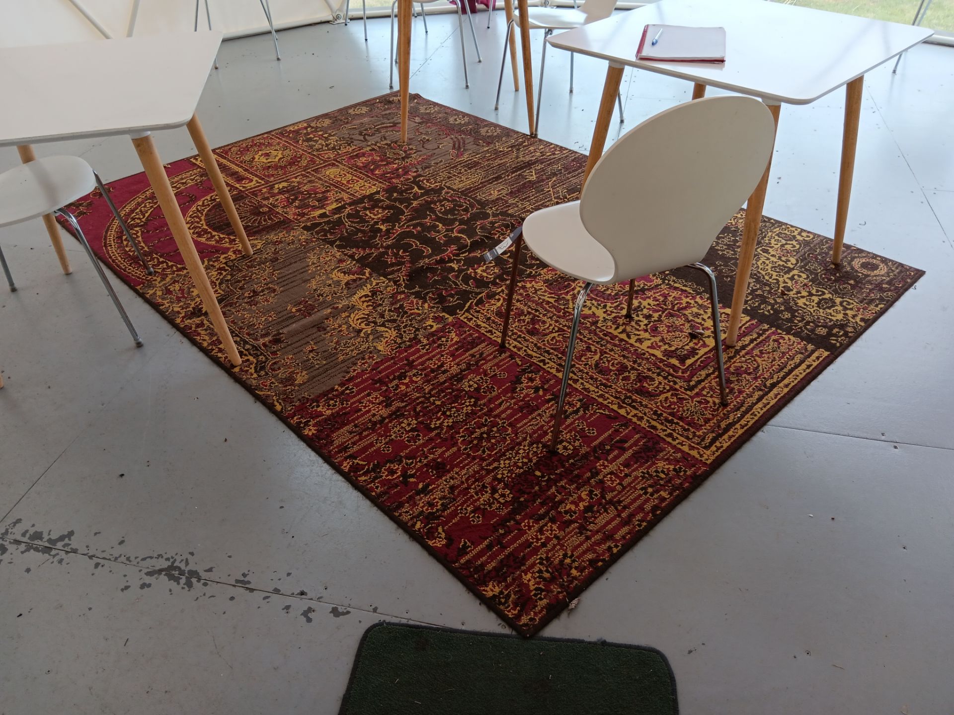 4 tables and 11 chairs, 2x storage units and rug - Image 6 of 6