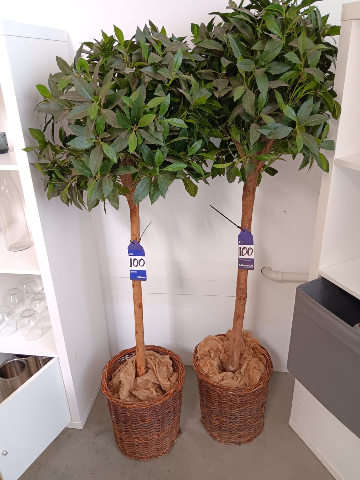 2x artificial olive trees plants