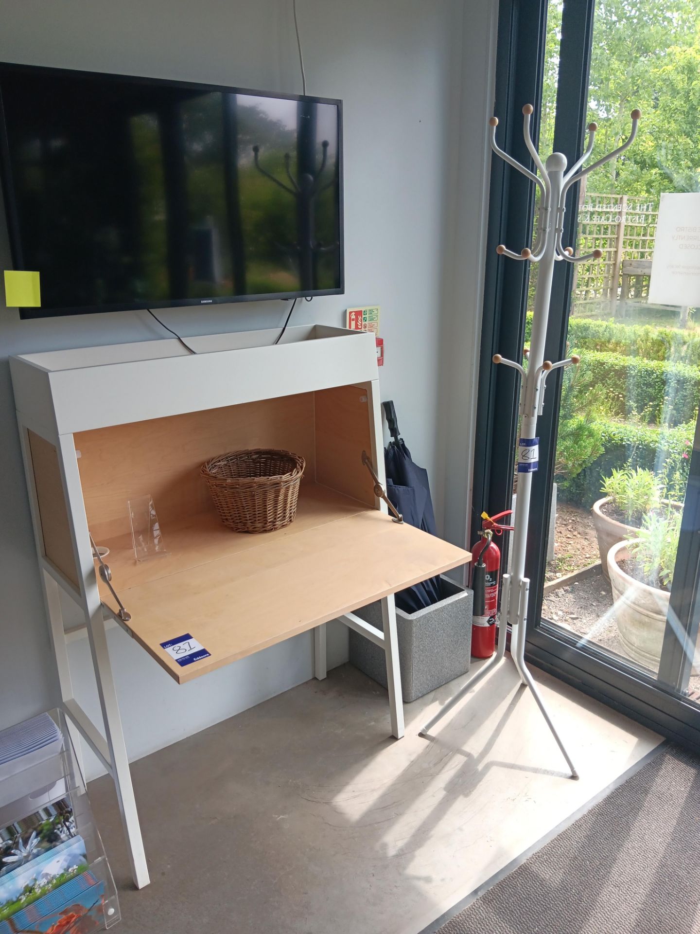 Painted timber bureau and coat stand