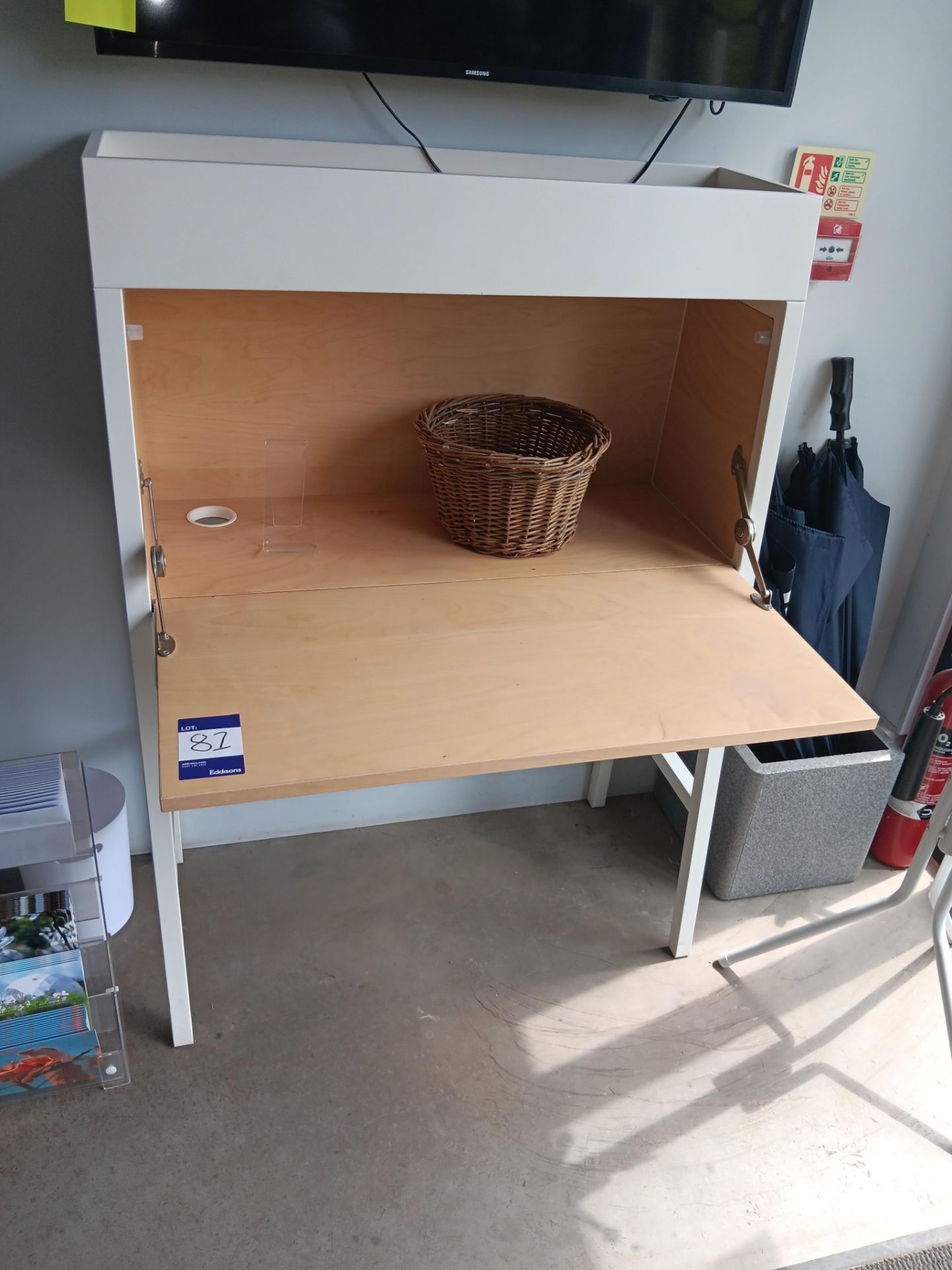 Painted timber bureau and coat stand - Image 2 of 3