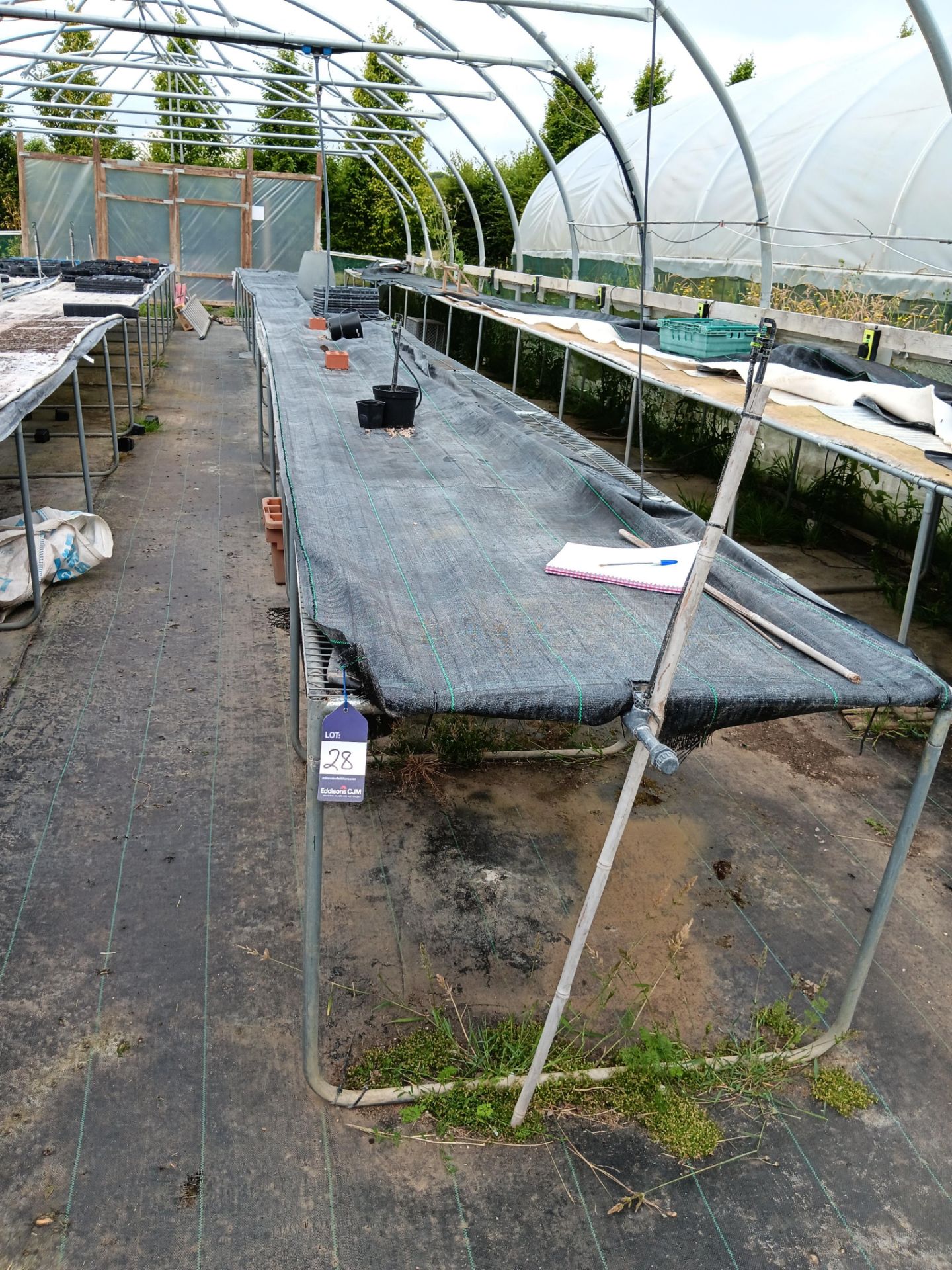 galvanised steel modular mesh top green house tabling (approx. 18m)