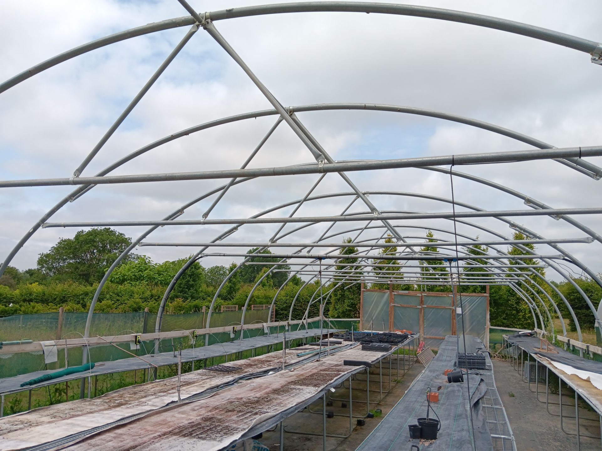 Galvanised steel framed poly tunnel, approx. 20 x 8m with fitted Wright Rain Macpenny mist control - Image 4 of 6