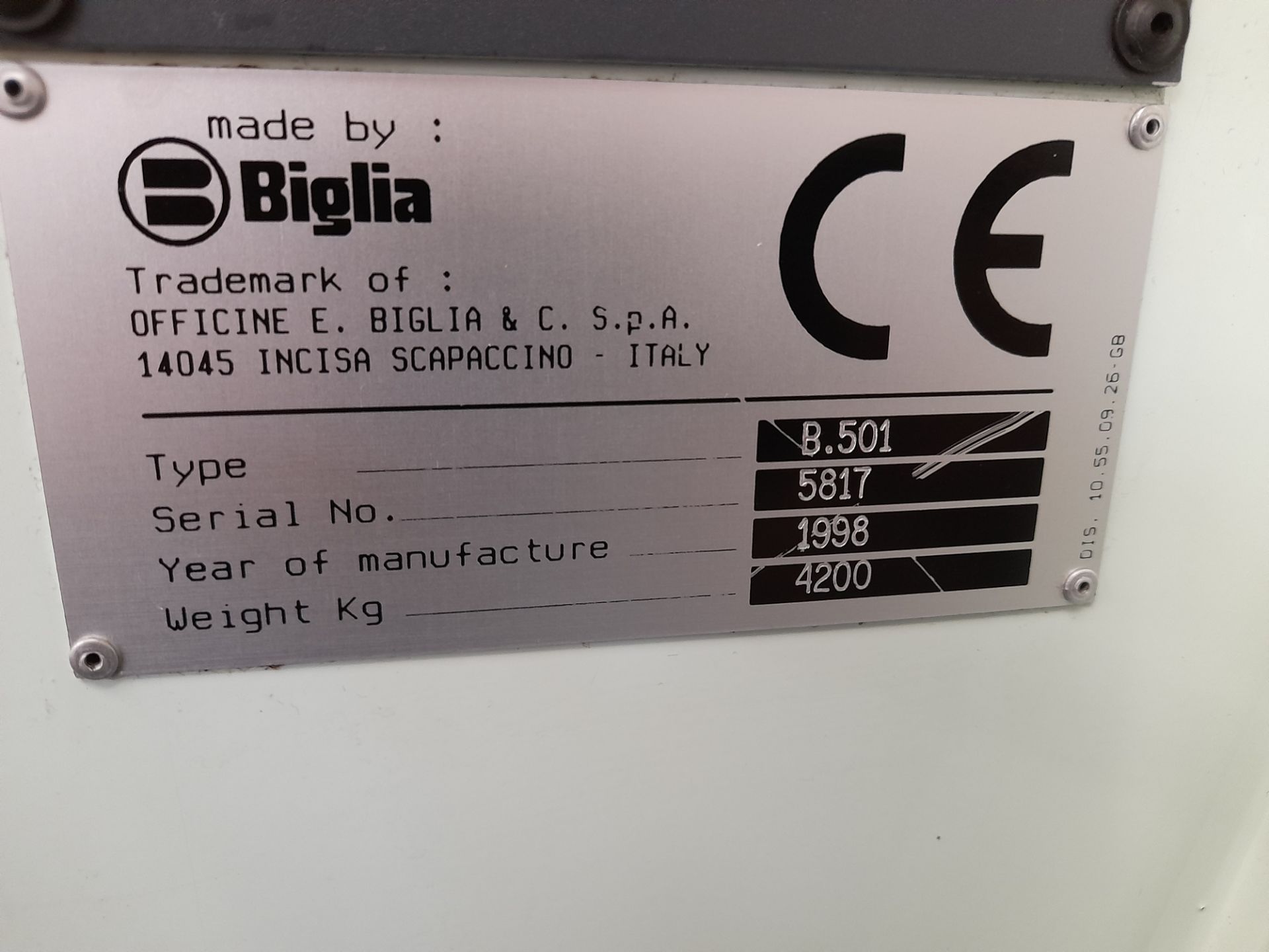 Biglia B501 3 axis CNC Turning Centre Serial numbe - Image 8 of 8