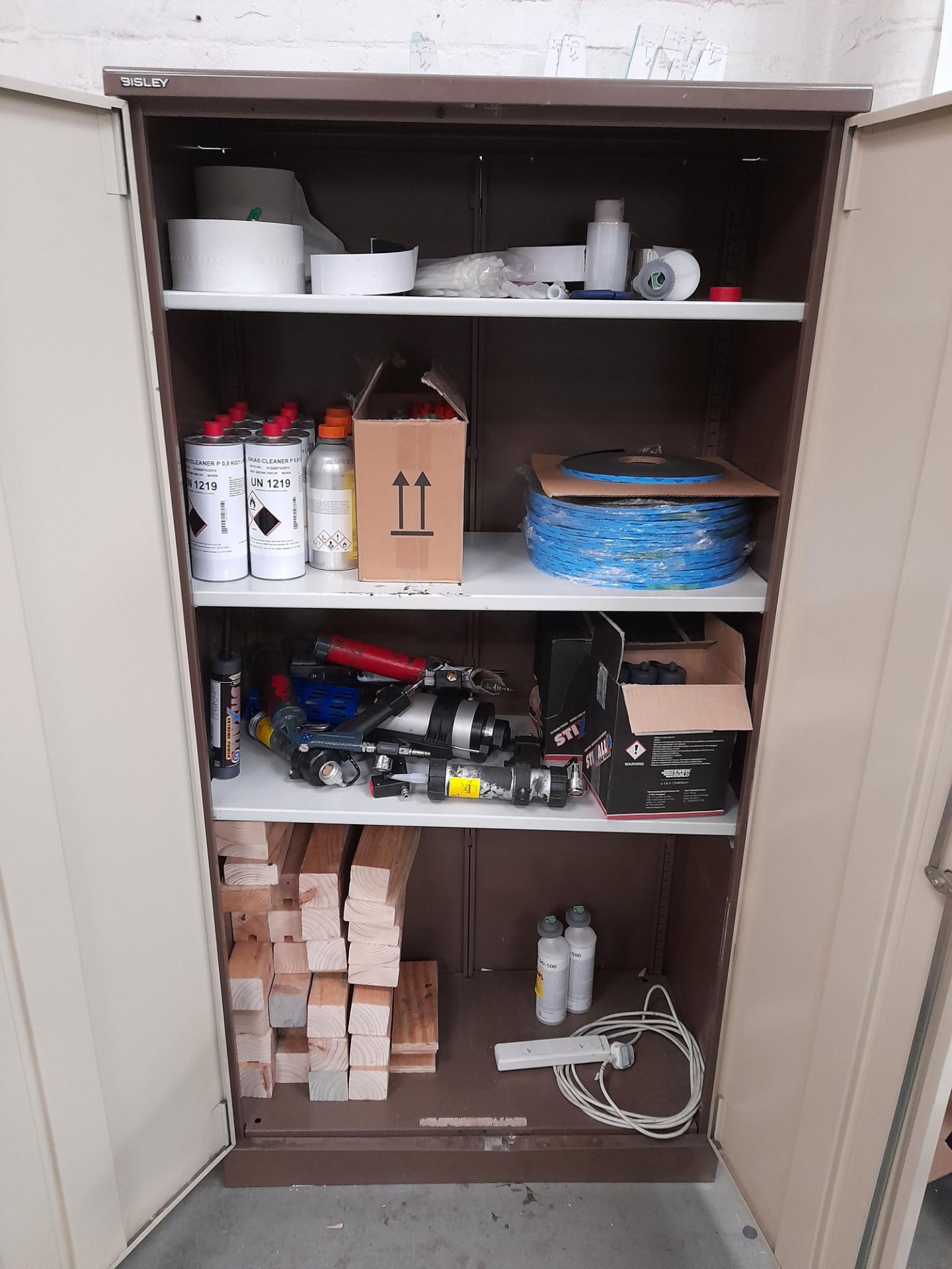 Bisley double door cupboard and contents - Image 2 of 2