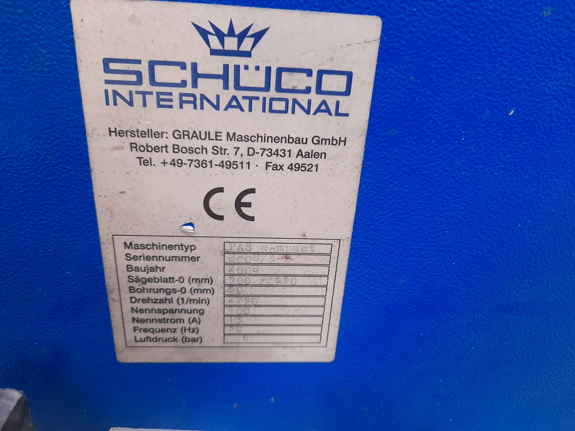 Schuco PAS Compact Mitre / Knotching Saw 2008/3-2 - Image 10 of 10