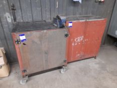 2 x various steel cabinets with contents, one with