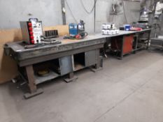 Heavy Duty cast iron/steel workbench, with content