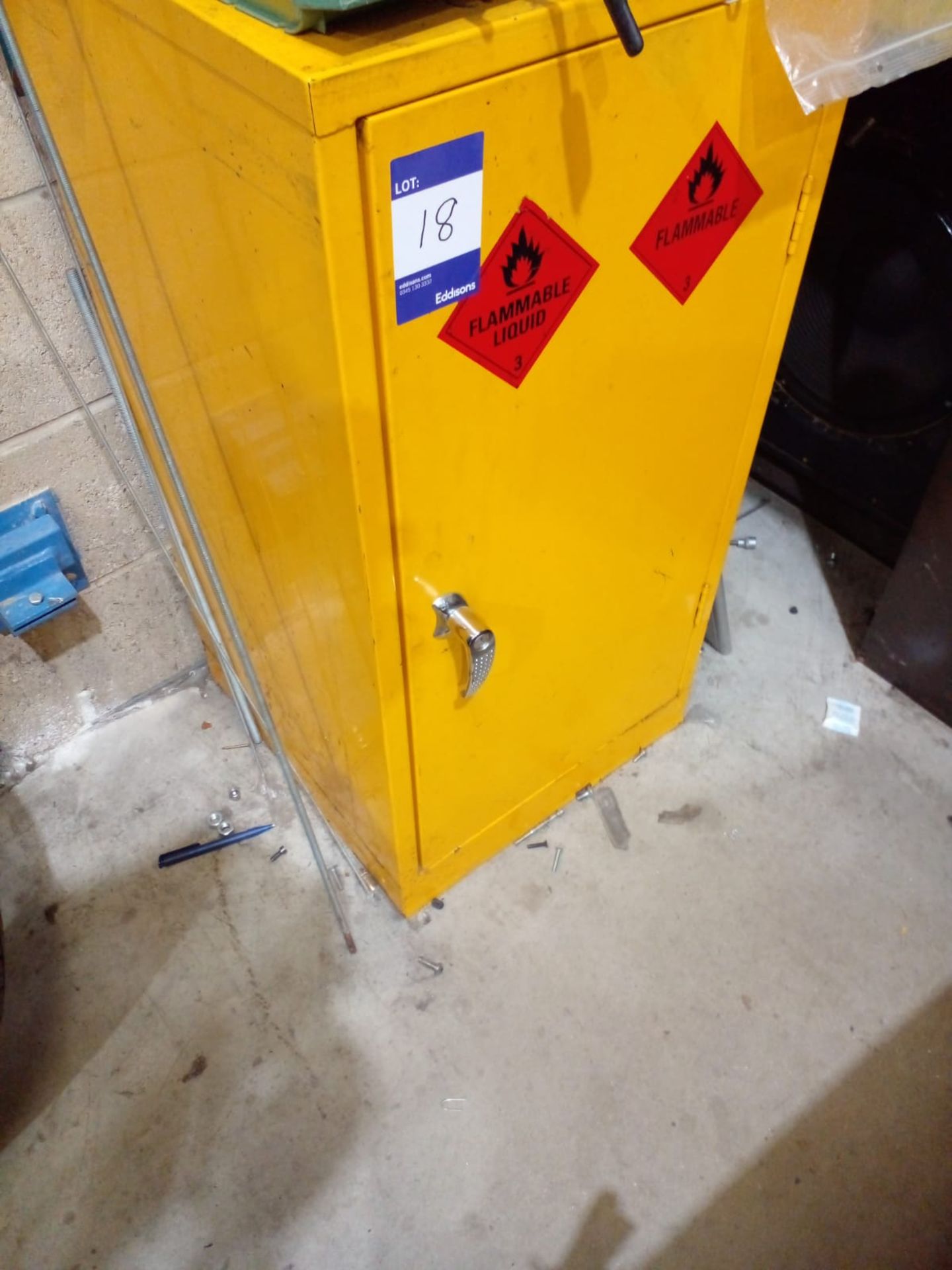 Yellow chemical cabinet & contents