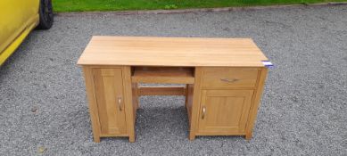 Wooden home office desk with drawer, cupboard & pull-out shelf